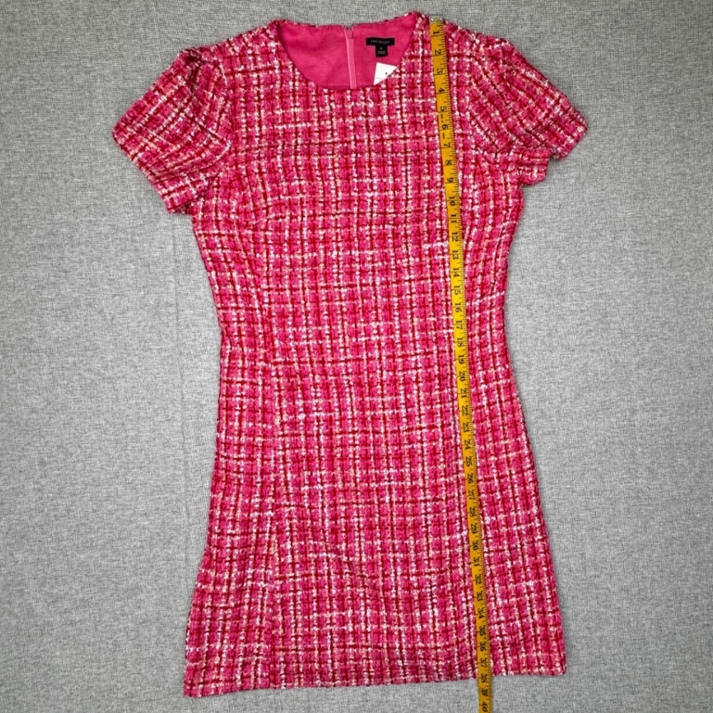 Ann Taylor Pink Tweed Dress Short Sleeve Sheath Barbie Core Classic Chic Sz 8 - Picture 5 of 5